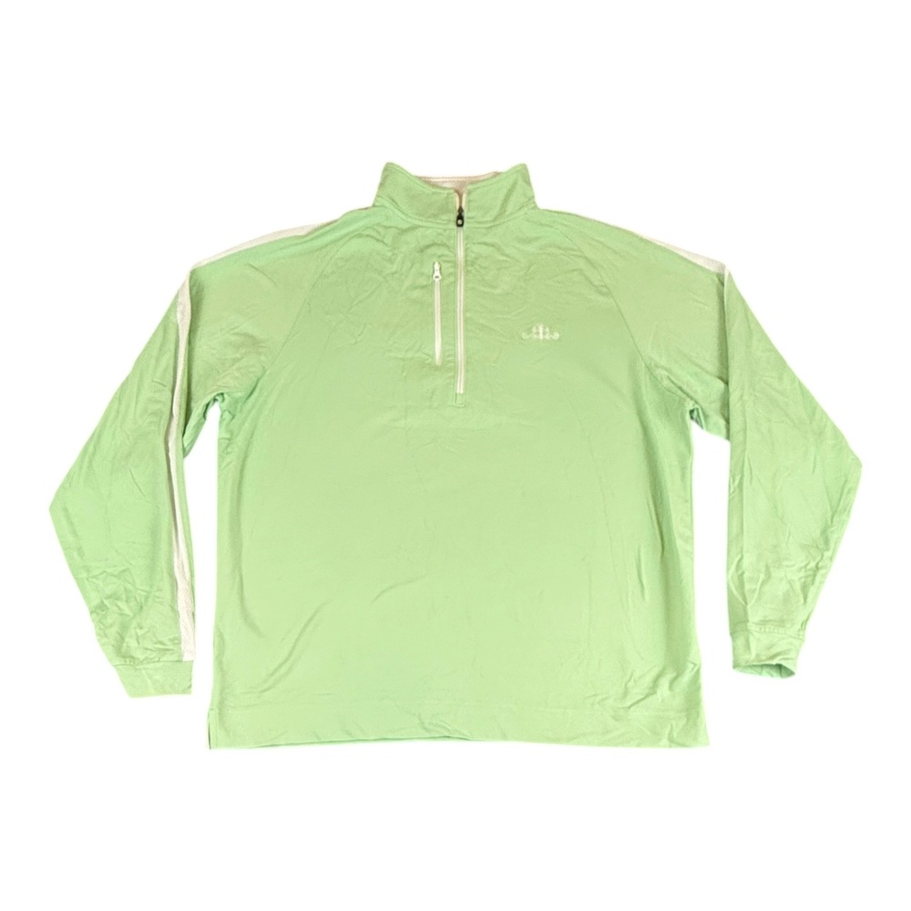 FootJoy Quarter Zip Pullover Mens Large Green Long Sleeve Stretch Golf Shirt